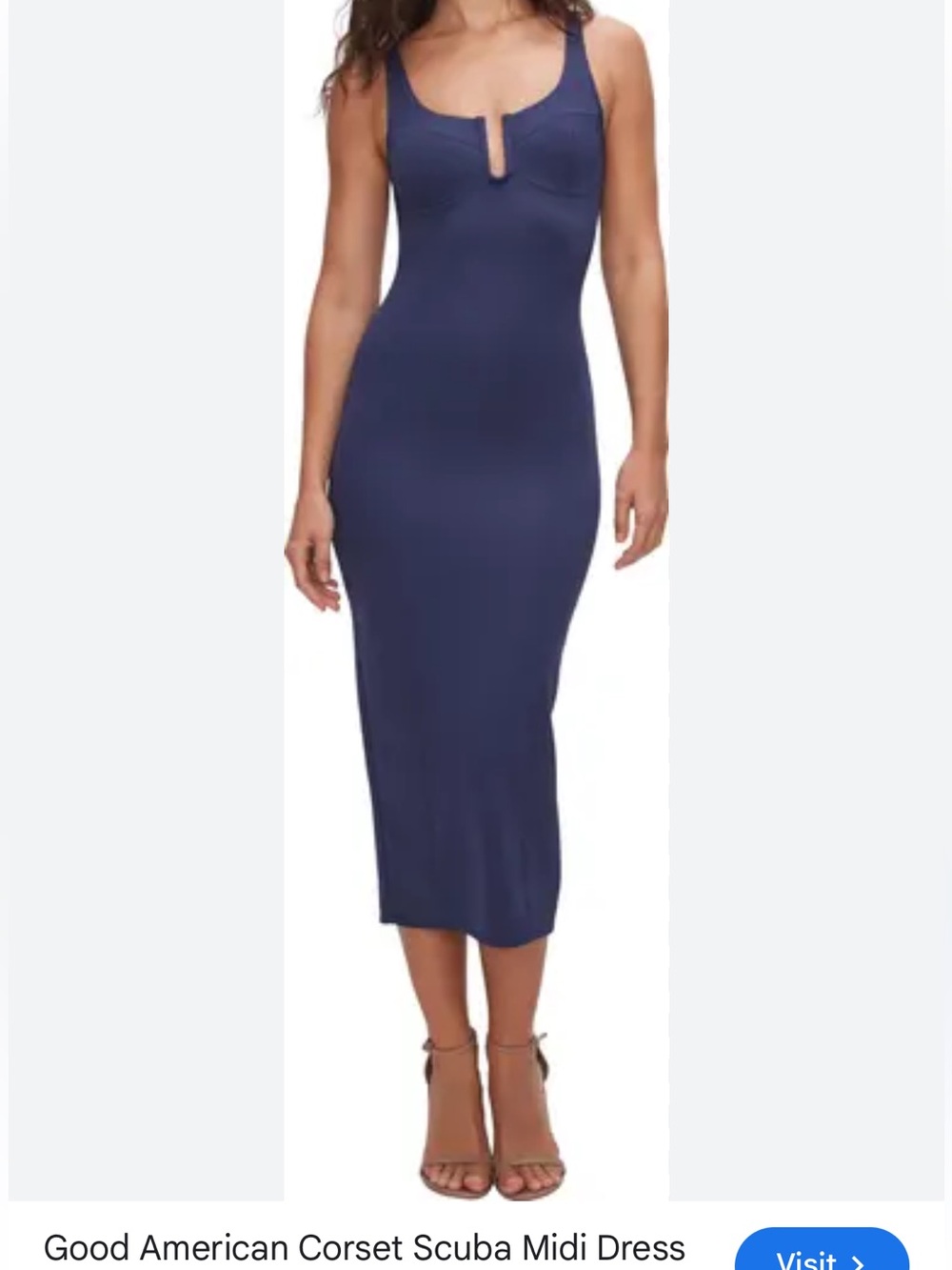 Good American Navy Scuba Corset Midi Dress